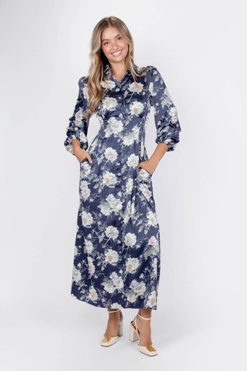Liora Dress (Navy Ground) - Dress - Yakira Bella