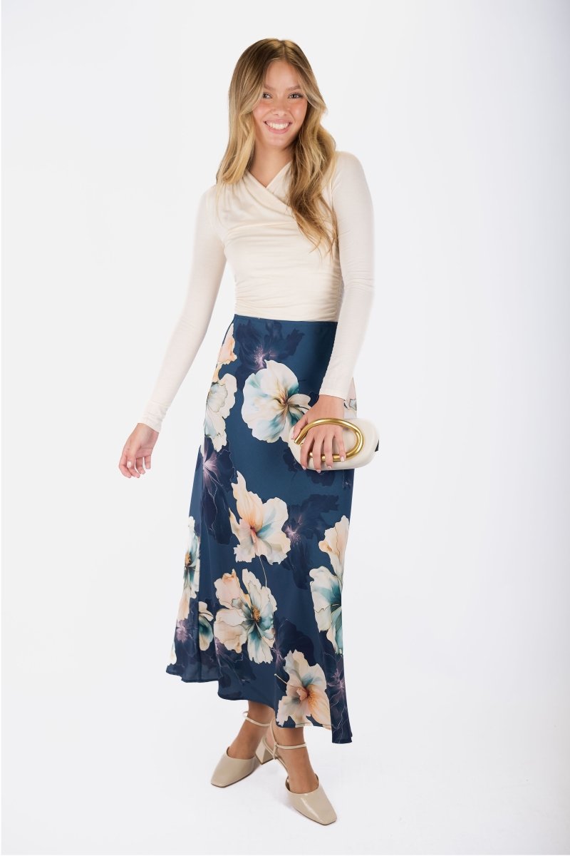 Lisa Skirt (Blue Flower) - Skirt - Yakira Bella