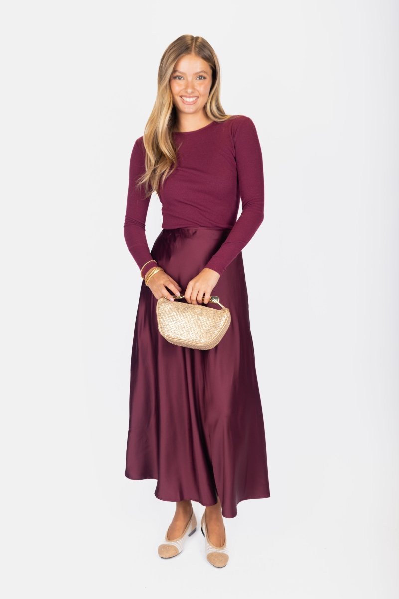 Lisa Skirt (Burgundy Solid) - Skirt - Yakira Bella