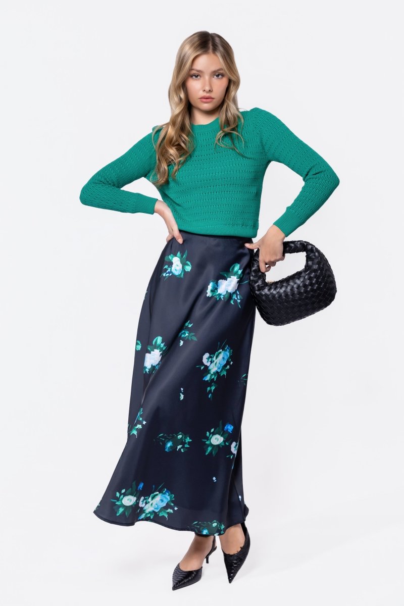Lisa Skirt (Dark Green Flower) - Skirt - Yakira Bella