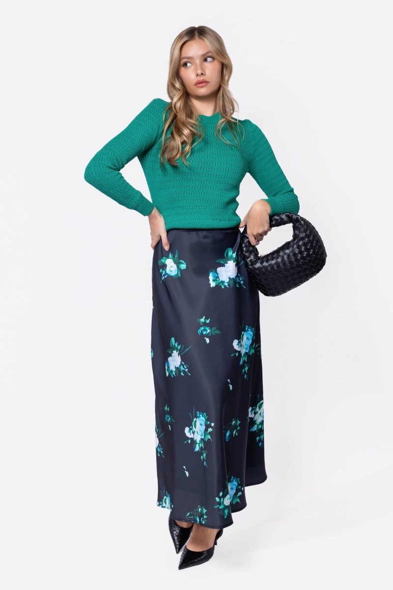 Lisa Skirt (Dark Green Flower) - Skirt - Yakira Bella