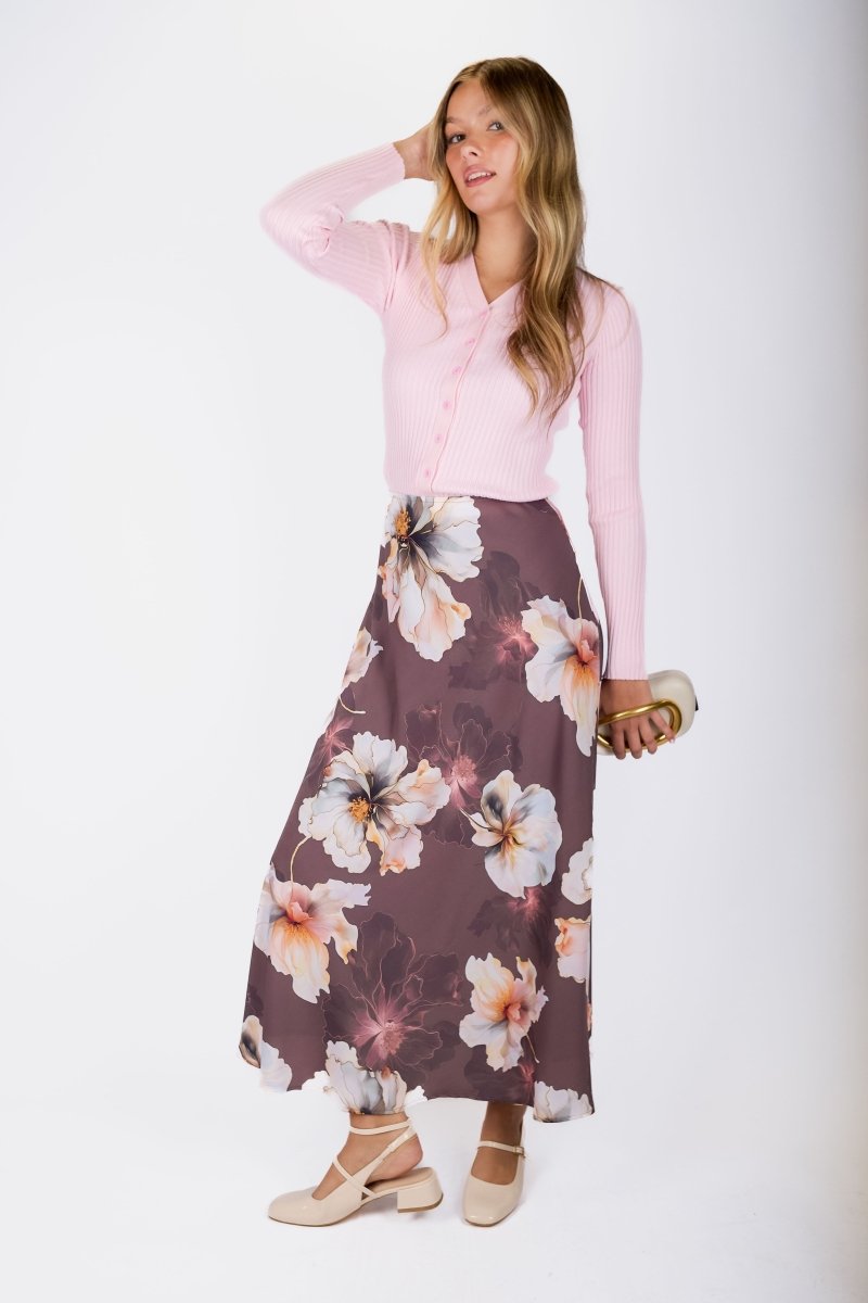 Lisa Skirt (Plum Flower) - Skirt - Yakira Bella