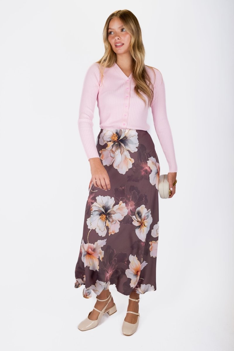 Lisa Skirt (Plum Flower) - Skirt - Yakira Bella
