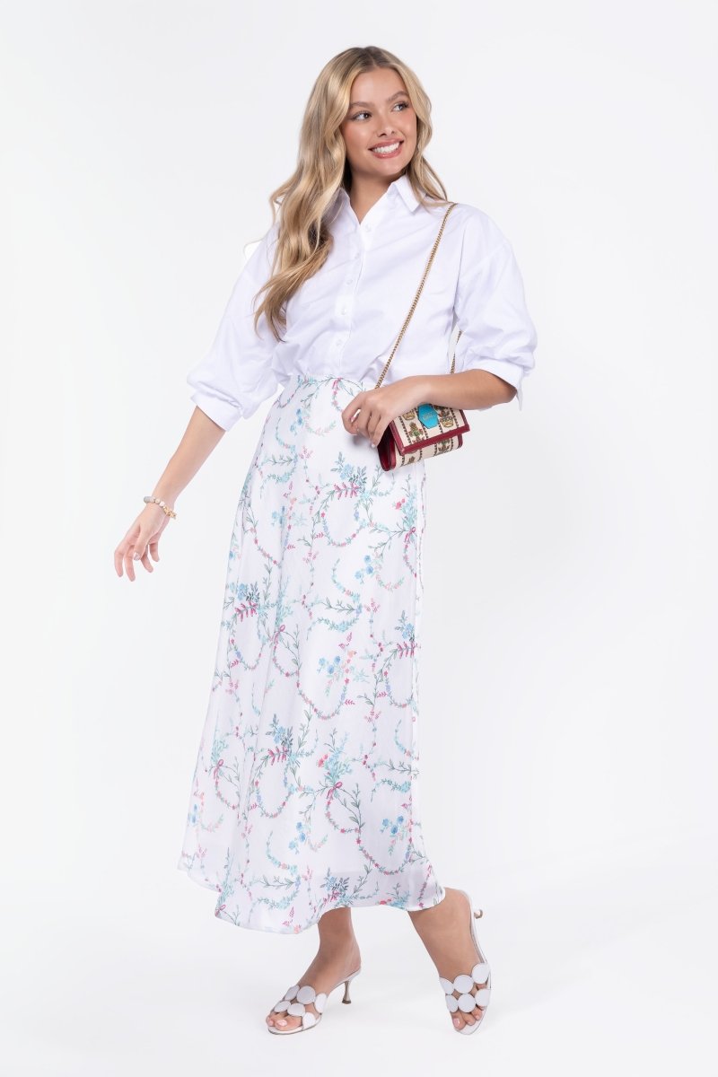 Lisa Skirt (White Flower) - Skirt - Yakira Bella