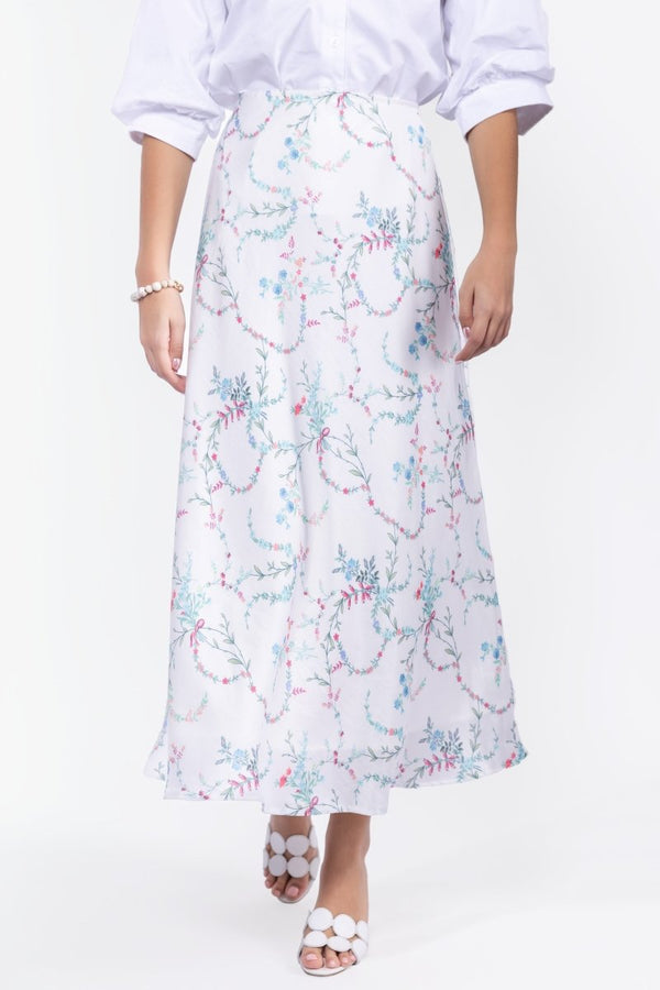 Lisa Skirt (White Flower) - Skirt - Yakira Bella