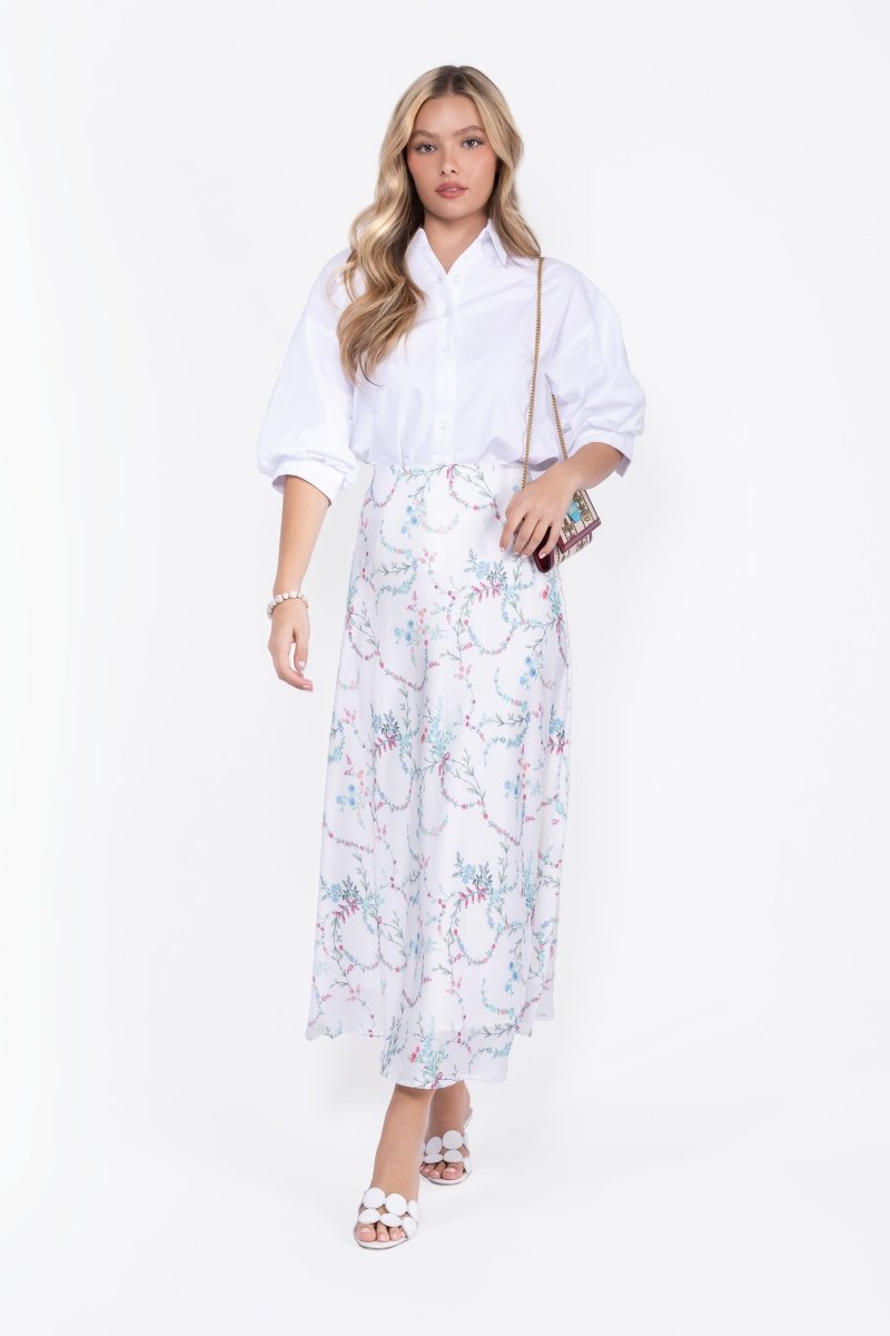 Lisa Skirt (White Flower) - Skirt - Yakira Bella