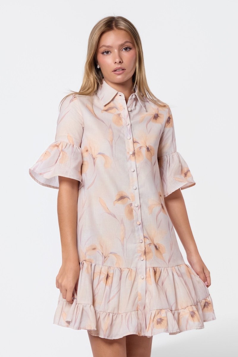 Lola Dress (Beige Pattern) - Dress - Yakira Bella