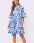 Lola Dress (White Blue) - Dress - Yakira Bella