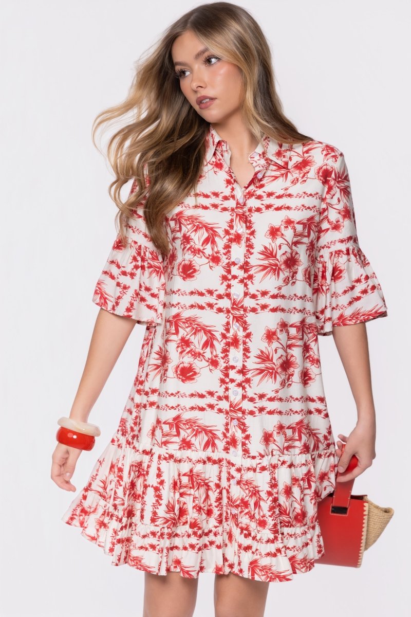 Lola Dress (White Red) - Dress - Yakira Bella