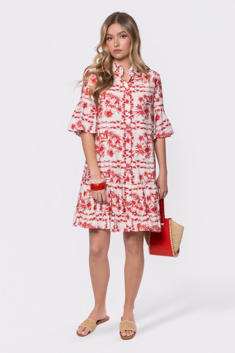Lola Dress (White Red) - Dress - Yakira Bella