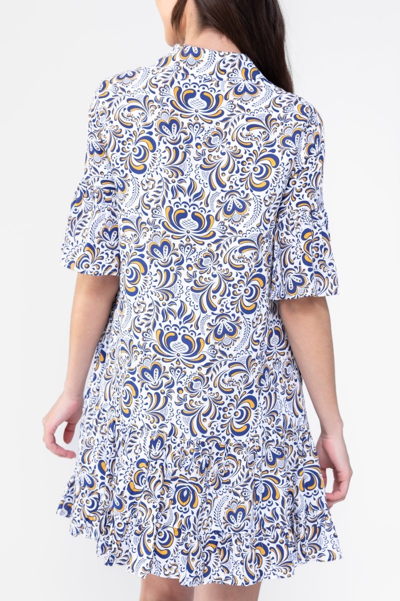 LOLA DRESS (WHITE/BLUE) - Dress - Yakira Bella