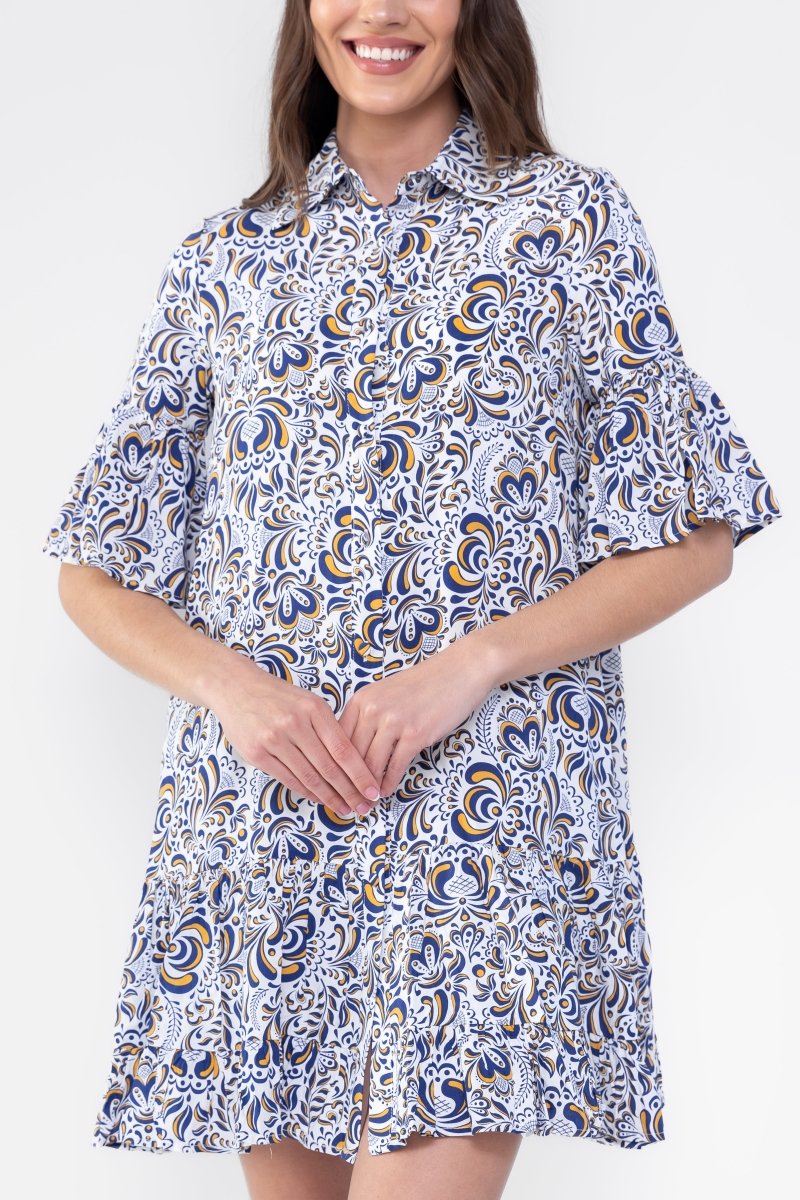 LOLA DRESS (WHITE/BLUE) - Dress - Yakira Bella