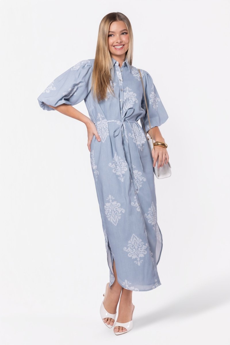 Lorelai Dress (Blue/White) - Dress - Yakira Bella