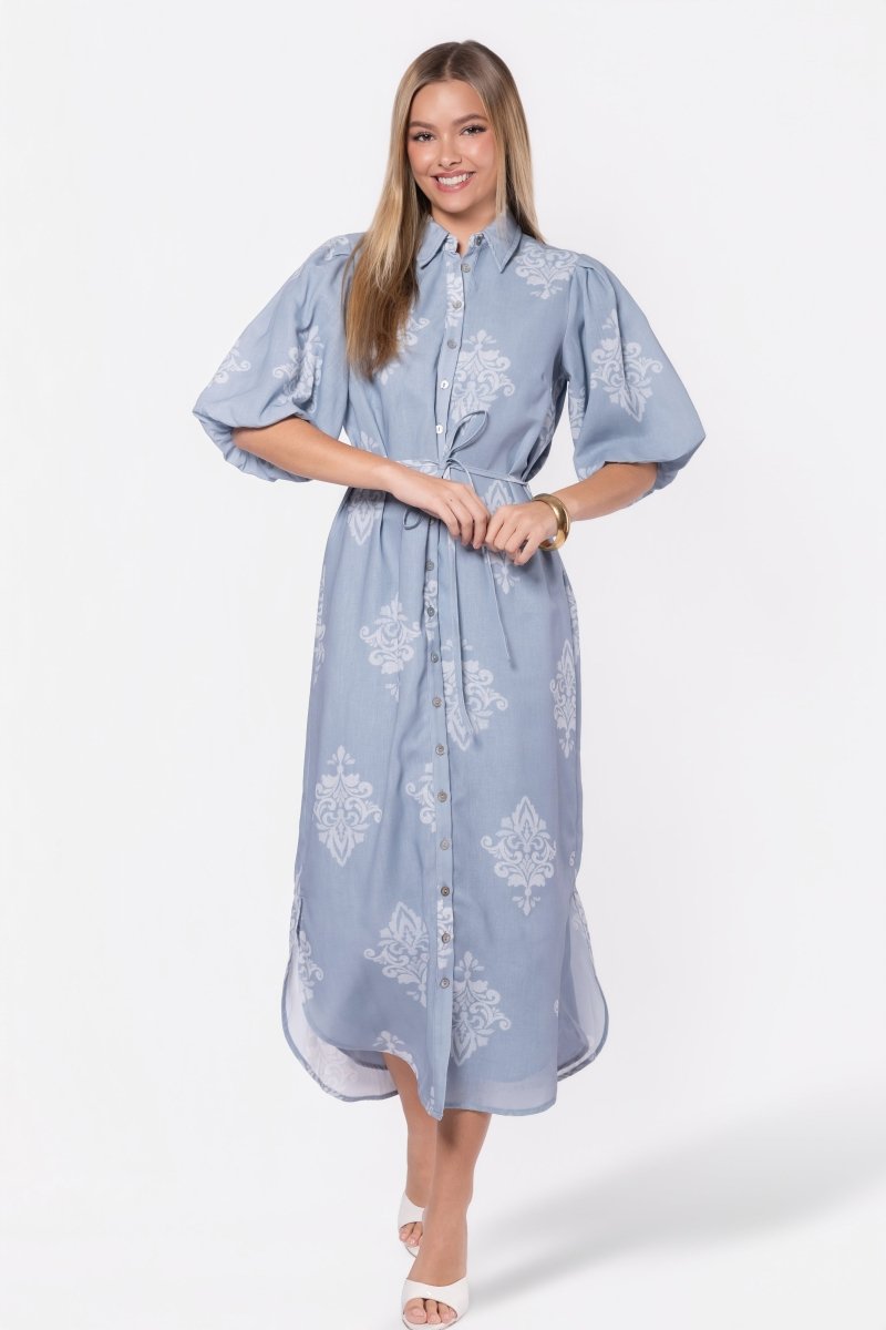Lorelai Dress (Blue/White) - Dress - Yakira Bella