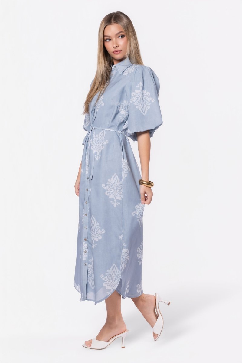 Lorelai Dress (Blue/White) - Dress - Yakira Bella