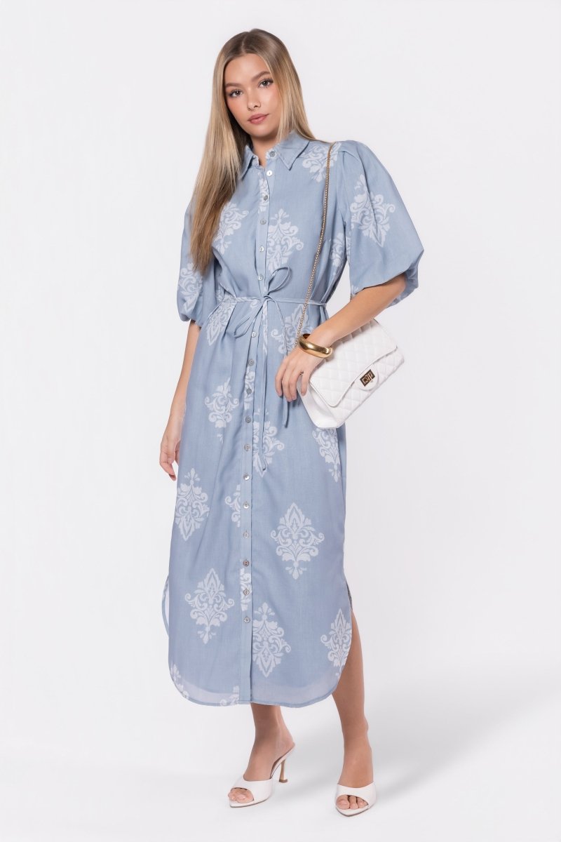 Lorelai Dress (Blue/White) - Dress - Yakira Bella
