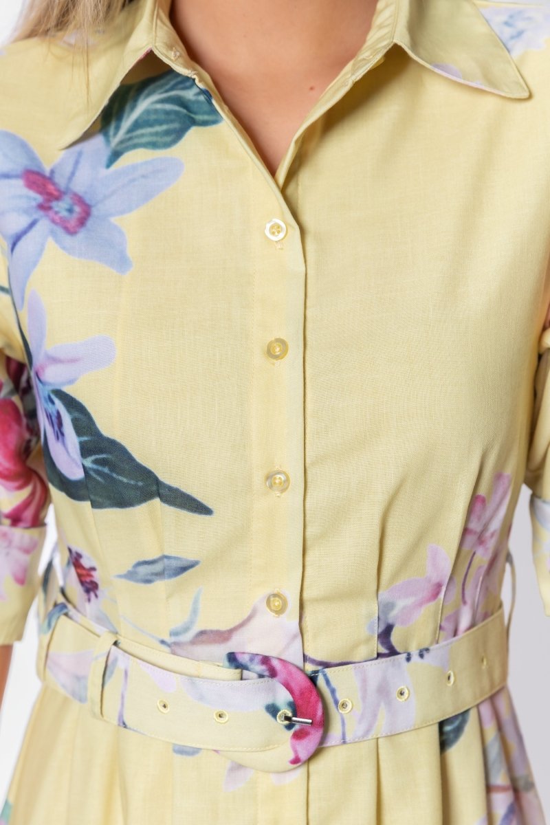 yellow dress button up Lorina Dress (Yellow), XS