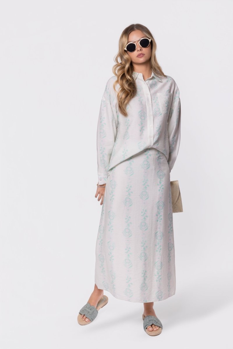 Lula Skirt (Green Pattern) - Skirt - Yakira Bella