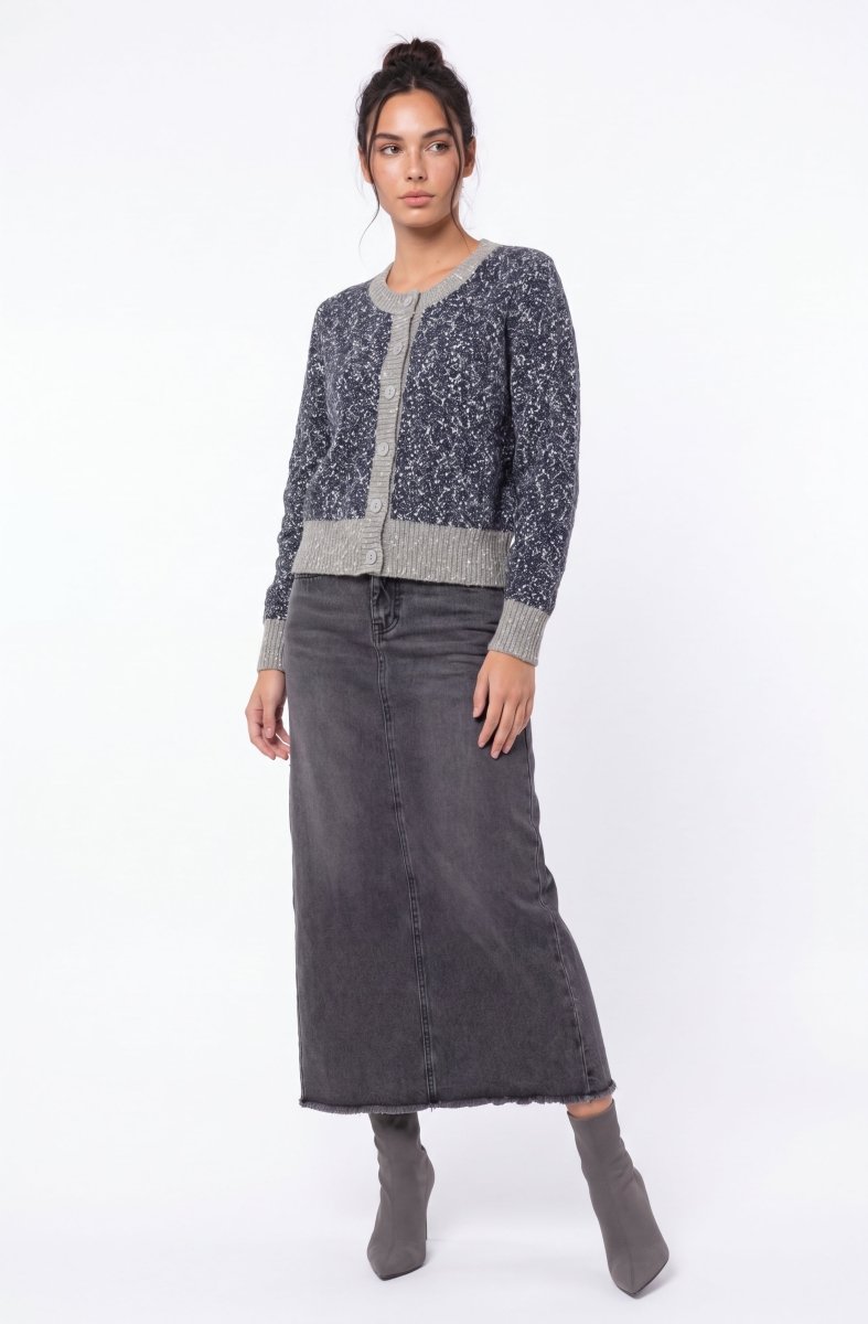 Mabel Cardigan (Grey Navy) - Top - Yakira Bella
