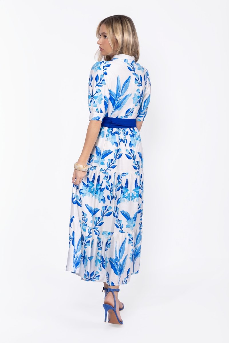 Marie Dress (White/Blue) - Dress - Yakira Bella