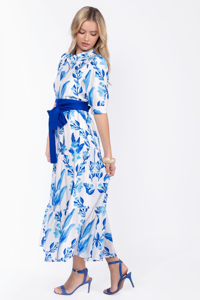Marie Dress (White/Blue) - Dress - Yakira Bella