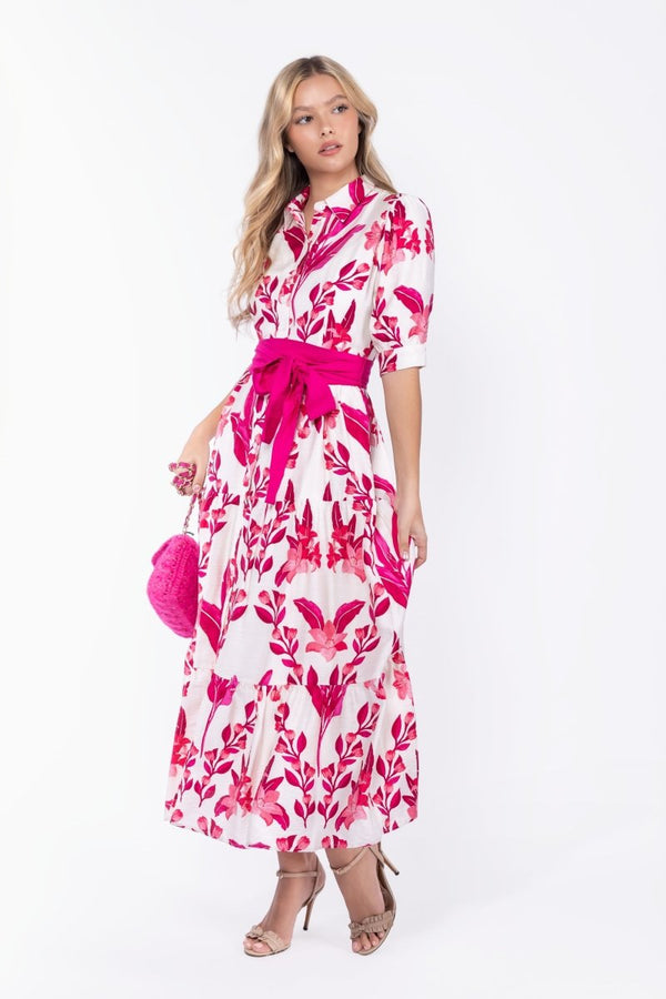 Marie Dress (White/Pink) - Dress - Yakira Bella