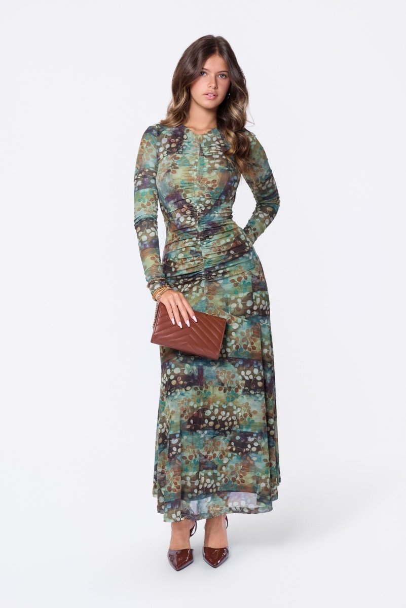 Mariella Dress (Brown Green) - Dress - Yakira Bella