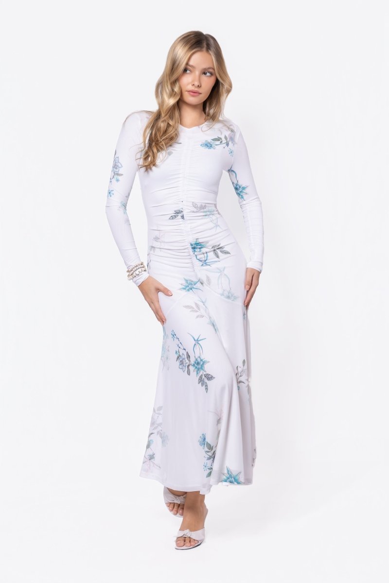 Mariella Dress (White/Green) - Dress - Yakira Bella