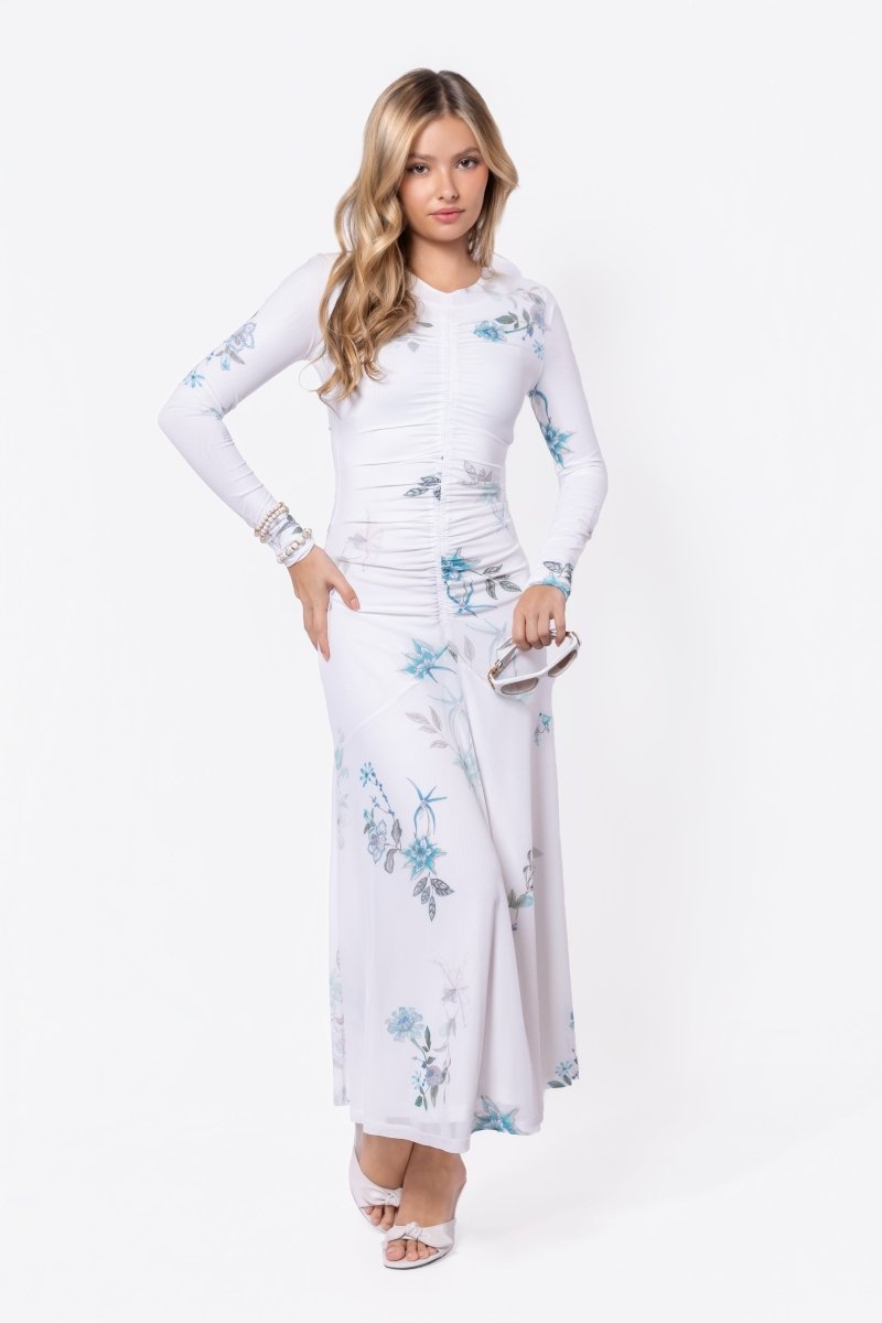 Mariella Dress (White/Green) - Dress - Yakira Bella