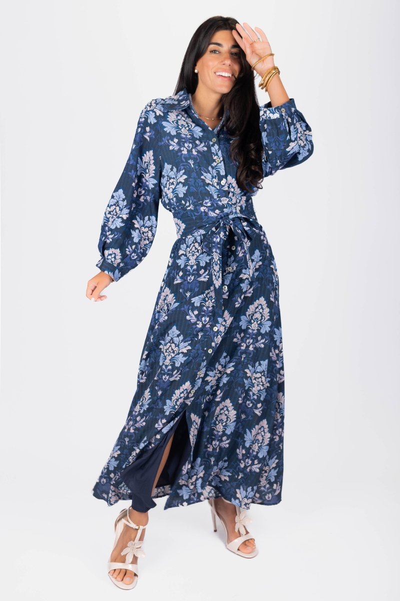 Mavis Dress 53" (Navy Pattern) - Dress - Yakira Bella