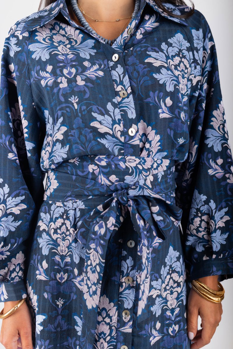 Mavis Dress 53&quot; (Navy Pattern) - Dress - Yakira Bella
