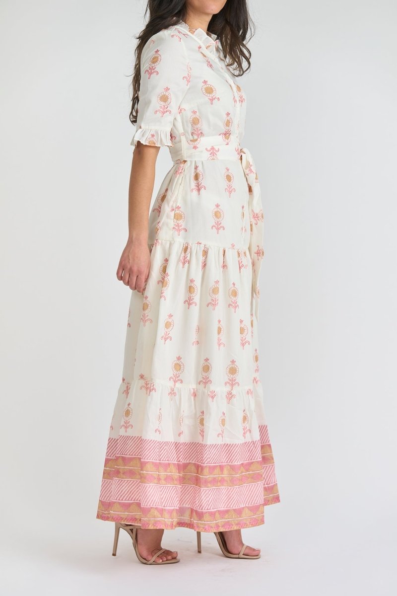 MAYA DRESS (Cream/Pink) - Dress - Yakira Bella