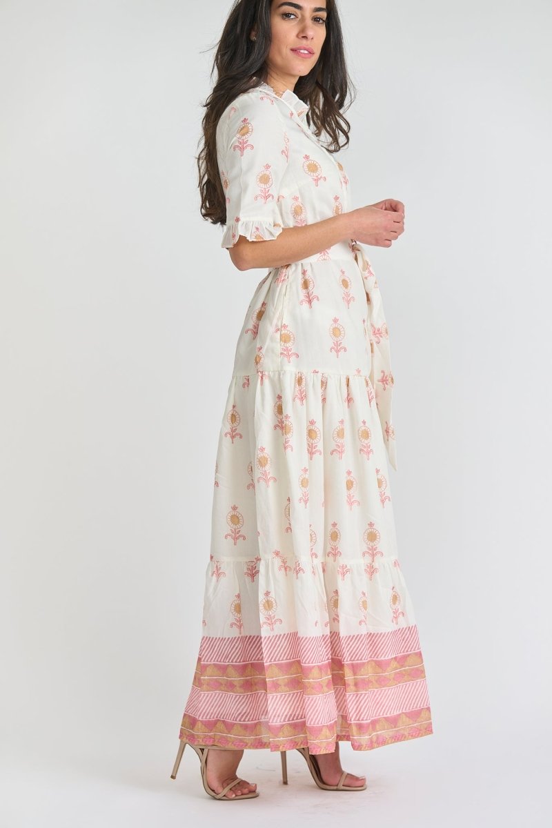 MAYA DRESS (Cream/Pink) - Dress - Yakira Bella