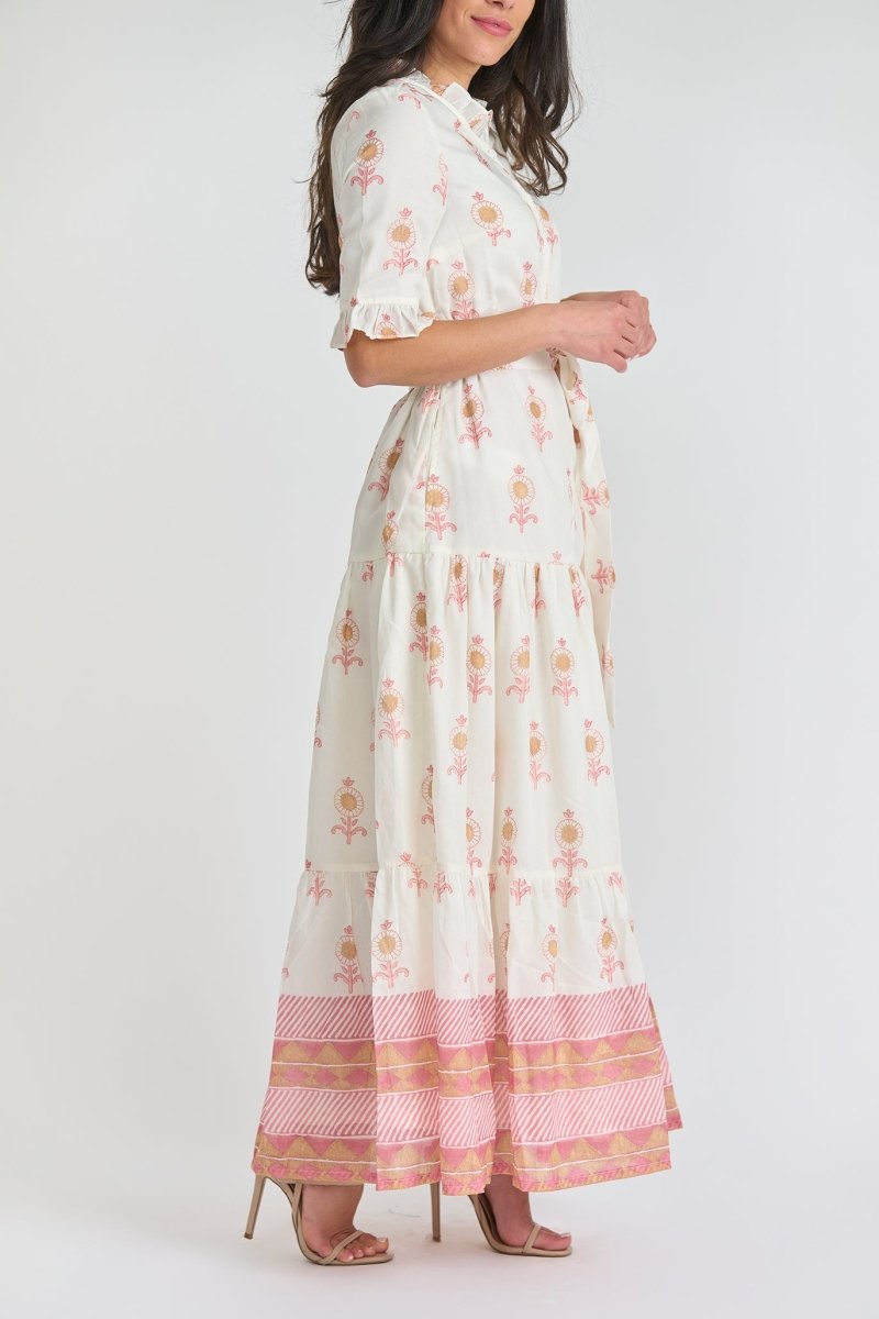 MAYA DRESS (Cream/Pink) - Dress - Yakira Bella