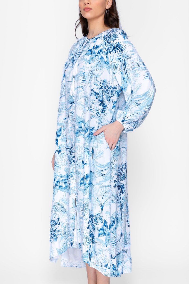 MAYA DRESS (WHITE/BLUE) - Dress - Yakira Bella