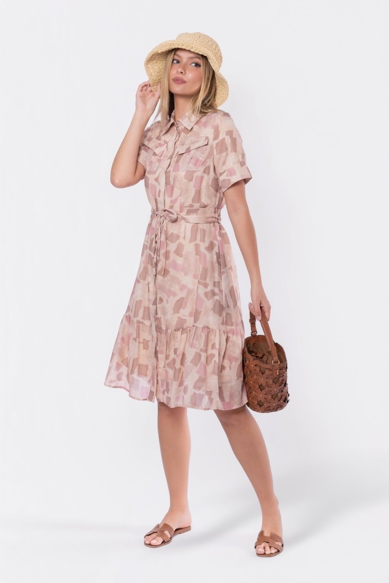 Miley Dress (Pink/Khaki) - Dress - Yakira Bella