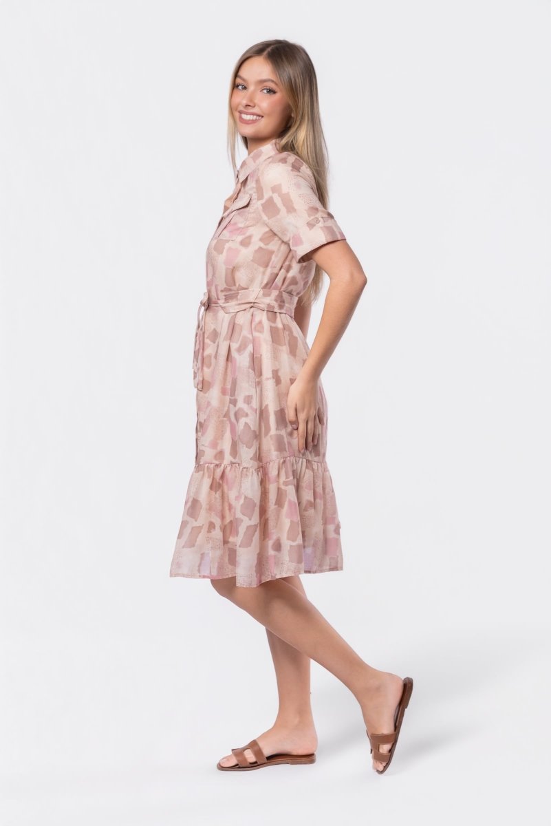 Miley Dress (Pink/Khaki) - Dress - Yakira Bella