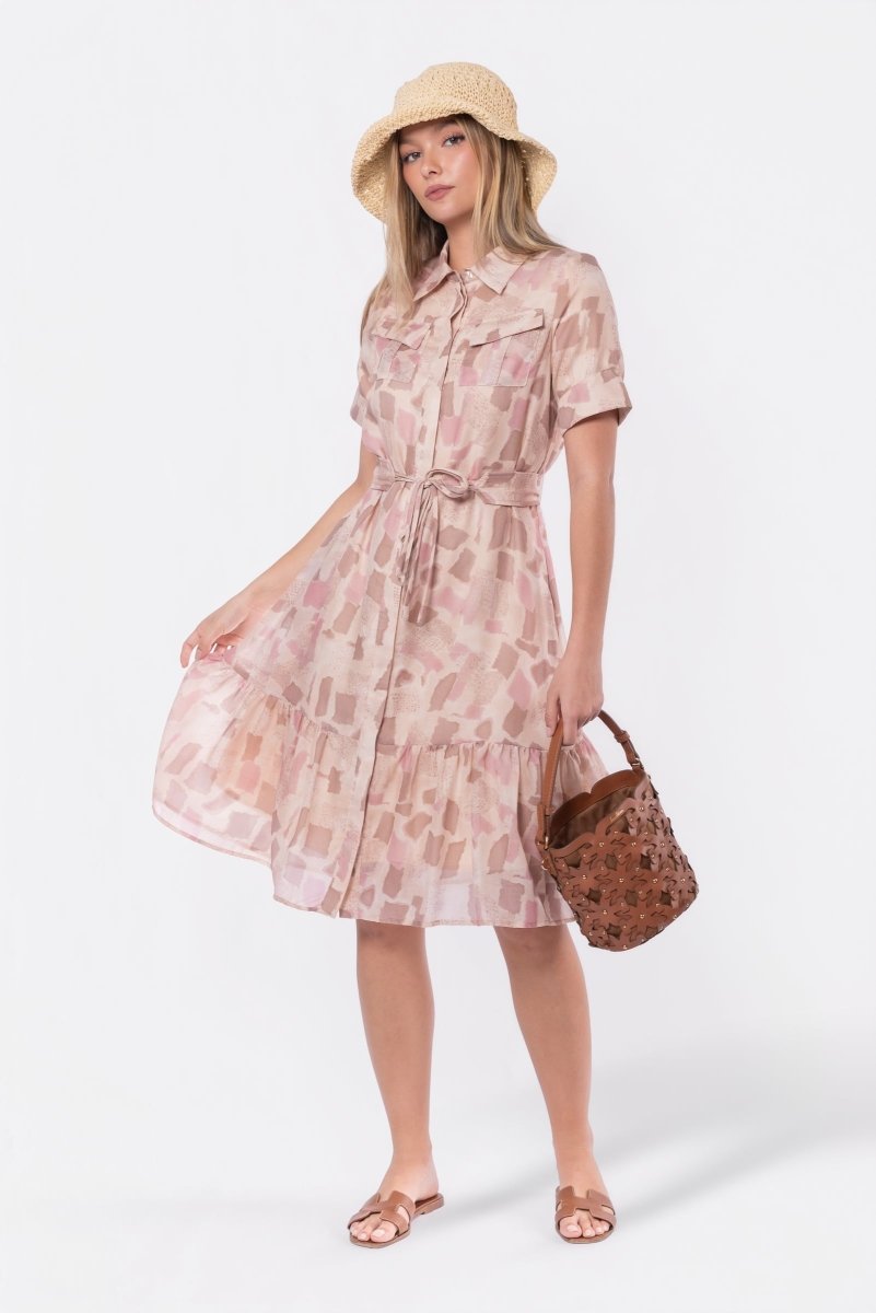 Miley Dress (Pink/Khaki) - Dress - Yakira Bella