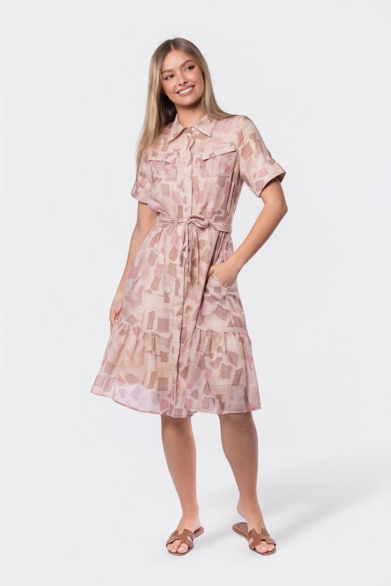 Miley Dress (Pink/Khaki) - Dress - Yakira Bella