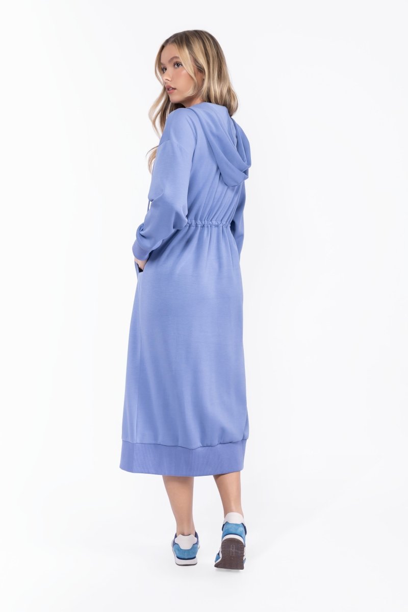 blue dress with hood Navy Blue Sweater Dress - Hooded Mini Dress - Sweater Mini Dress
