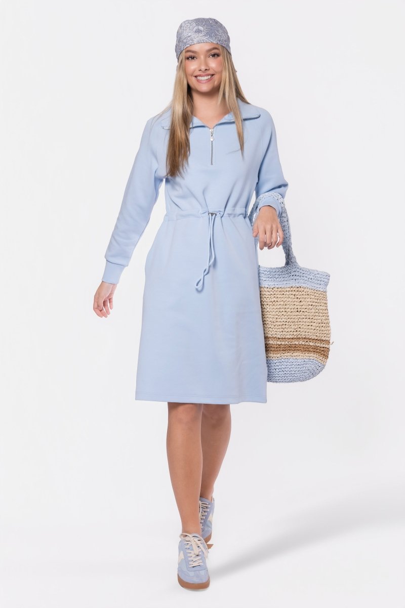 Mina Half Zip Dress 42" (Baby Blue) - Dress - Yakira Bella