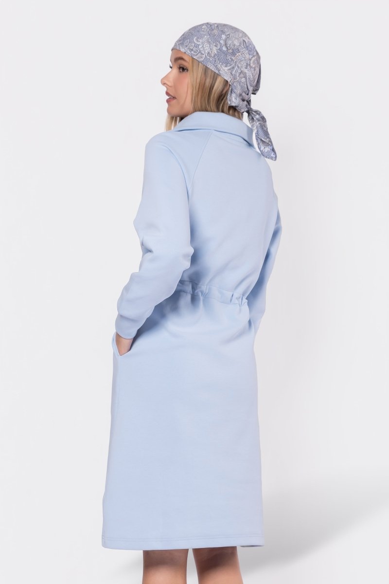 Mina Half Zip Dress 42" (Baby Blue) - Dress - Yakira Bella