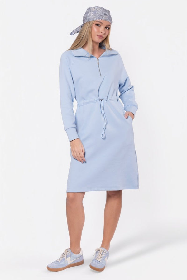 Mina Half Zip Dress 42" (Baby Blue) - Dress - Yakira Bella