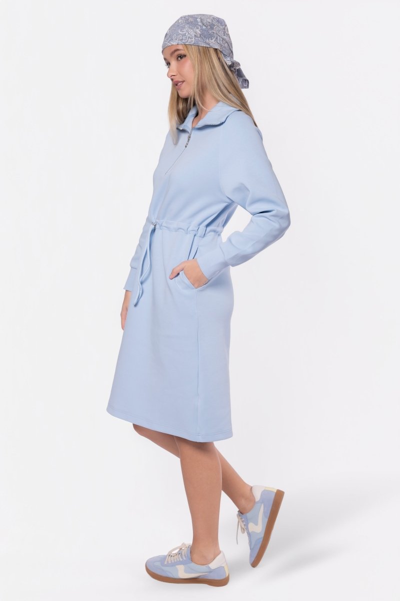Mina Half Zip Dress 42" (Baby Blue) - Dress - Yakira Bella