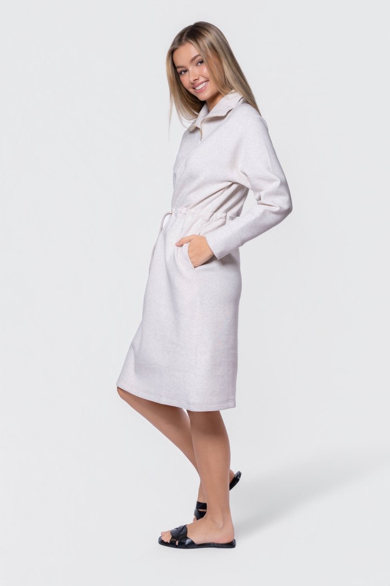 Mina Half Zip Dress 42" (Ivory Heather) - Dress - Yakira Bella