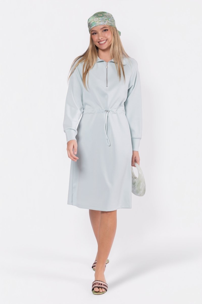 Mina Half Zip Dress 42" (Mint) - Dress - Yakira Bella