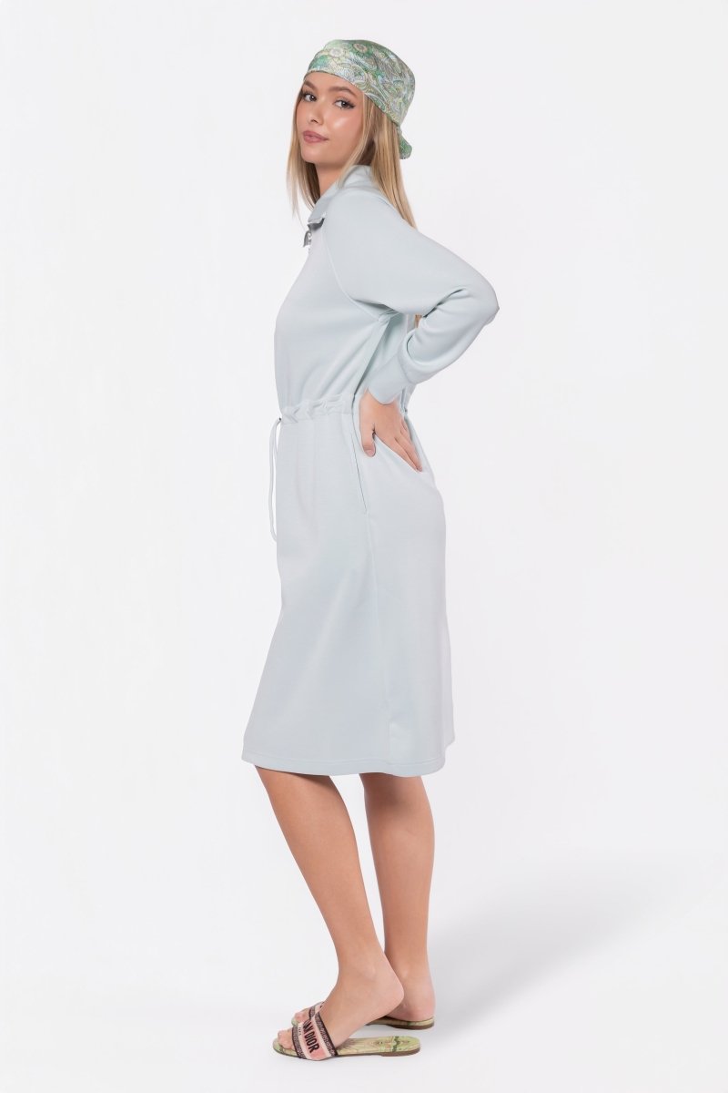 Mina Half Zip Dress 42" (Mint) - Dress - Yakira Bella