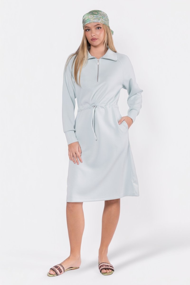Mina Half Zip Dress 42" (Mint) - Dress - Yakira Bella