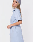 Mina Half Zip Dress Short Sleeve 37" (Baby Blue) - Dress - Yakira Bella