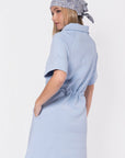 Mina Half Zip Dress Short Sleeve 37" (Baby Blue) - Dress - Yakira Bella